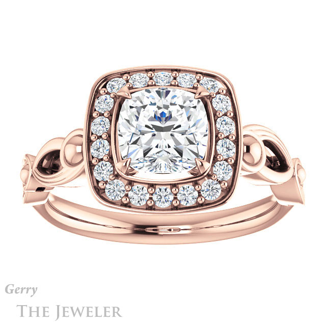 Cushion Cut Forever One Moissanite Engagement Ring #GTJ1000-cushion-fo-r