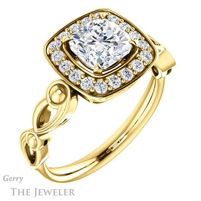 Cushion Cut Forever One Moissanite Engagement Ring #GTJ1000-cushion-fo-y