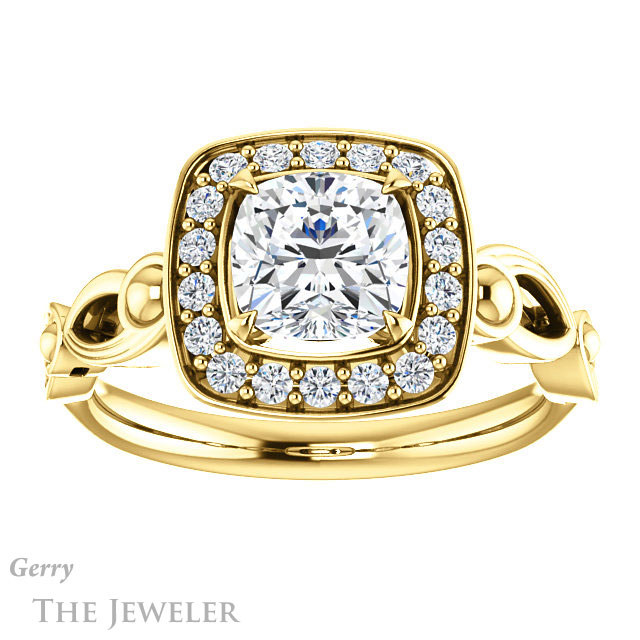 Cushion Cut Forever One Moissanite Engagement Ring #GTJ1000-cushion-fo-y