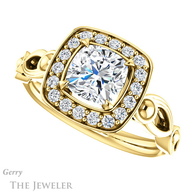 Cushion Cut Forever One Moissanite Engagement Ring #GTJ1000-cushion-fo-y