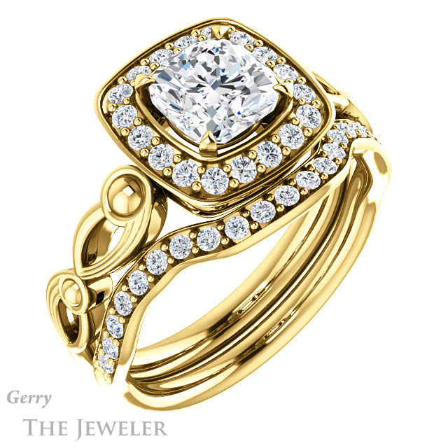Cushion Cut Forever One Moissanite Engagement Ring #GTJ1000-cushion-fo-y