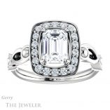 Emerald Cut Forever One Moissanite Engagement Ring #GTJ1000-emerald-fb-w 1 Emerald Cut Forever Brilliant Moissanite Engagement Ring #GTJ1000-emerald-fb-w
