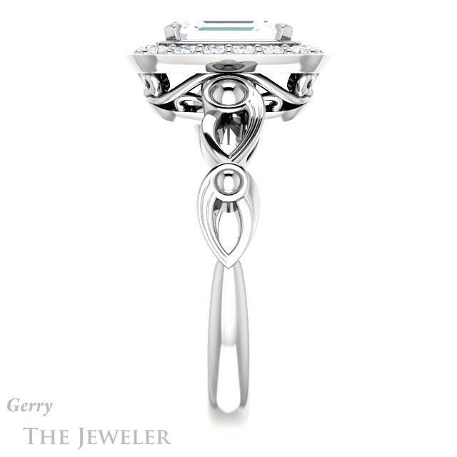Emerald Cut Forever One Moissanite Engagement Ring #GTJ1000-emerald-fb-w 3 Emerald Cut Forever Brilliant Moissanite Engagement Ring #GTJ1000-emerald-fb-w
