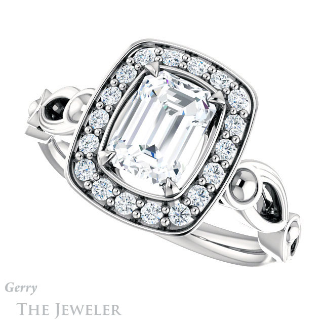 Emerald Cut Forever One Moissanite Engagement Ring #GTJ1000-emerald-fb-w 5 Emerald Cut Forever Brilliant Moissanite Engagement Ring #GTJ1000-emerald-fb-w