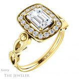 Emerald Cut Forever One Moissanite Engagement Ring #GTJ1000-emerald-fb-y 4 Emerald Cut Forever Brilliant Moissanite Engagement Ring #GTJ1000-emerald-fb-y