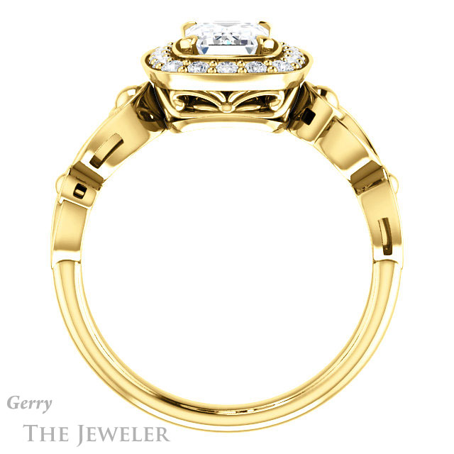 Emerald Cut Forever Brilliant Moissanite Engagement Ring #GTJ1000-emerald-fb-y