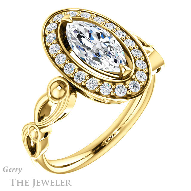 Marquise Cut Forever One Moissanite Engagement Ring #GTJ1000-marquise-fb-y 4 Marquise Cut Forever Brilliant Moissanite Engagement Ring #GTJ1000-marquise-fb-y
