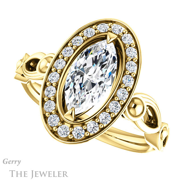 Marquise Cut Forever One Moissanite Engagement Ring #GTJ1000-marquise-fb-y 5 Marquise Cut Forever Brilliant Moissanite Engagement Ring #GTJ1000-marquise-fb-y