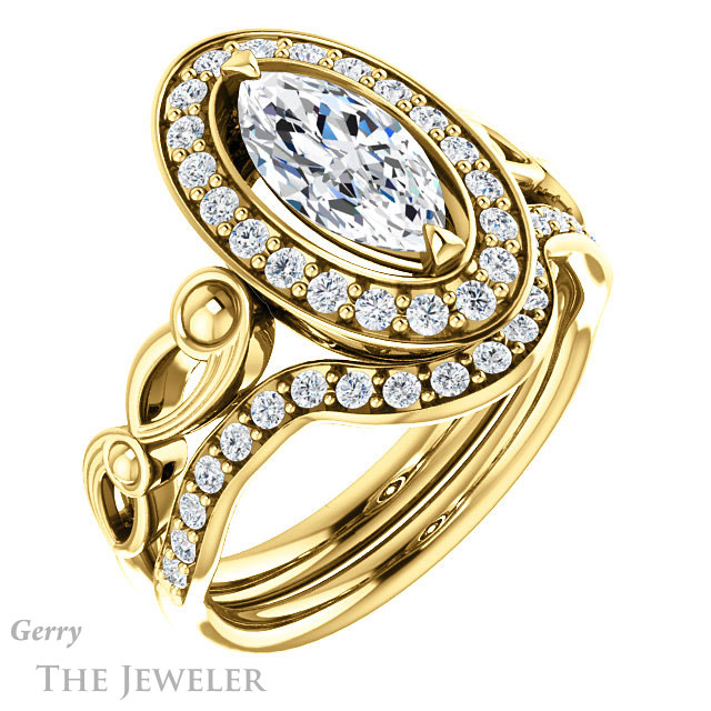 Marquise Cut Forever One Moissanite Engagement Ring #GTJ1000-marquise-fb-y 6 Marquise Cut Forever Brilliant Moissanite Engagement Ring #GTJ1000-marquise-fb-y