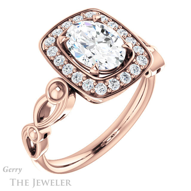 Oval Shaped Forever One Moissanite Engagement Ring #GTJ1000-oval-fo-r