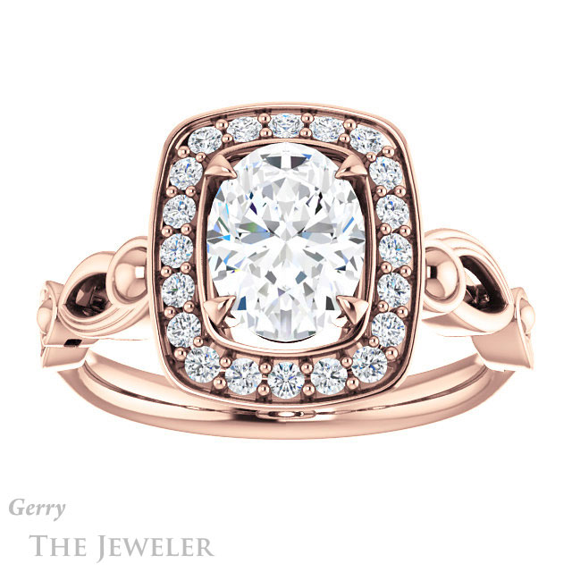 Oval Shaped Forever One Moissanite Engagement Ring #GTJ1000-oval-fo-r