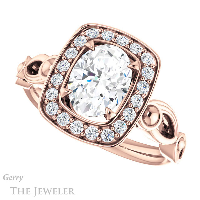 Oval Shaped Forever One Moissanite Engagement Ring #GTJ1000-oval-fo-r