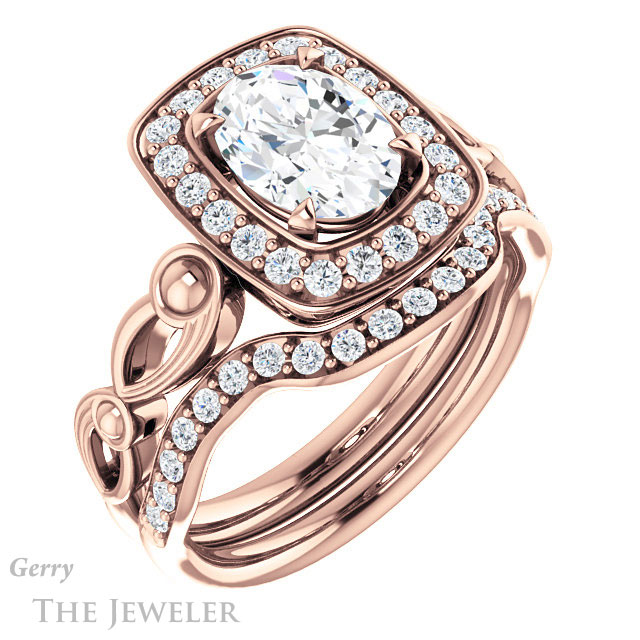 Oval Shaped Forever One Moissanite Engagement Ring #GTJ1000-oval-fo-r