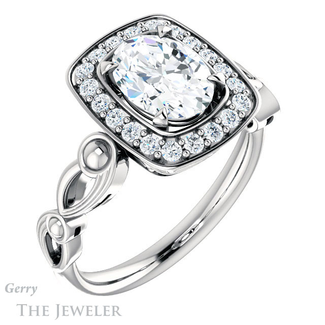 Oval Shaped Forever One Moissanite Engagement Ring #GTJ1000-oval-fo-w 4 Oval Shaped Forever One Moissanite Engagement Ring #GTJ1000-oval-fo-w