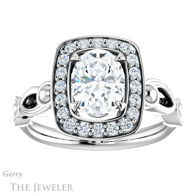 Oval Shaped Forever One Moissanite Engagement Ring #GTJ1000-oval-fo-w 1 Oval Shaped Forever One Moissanite Engagement Ring #GTJ1000-oval-fo-w