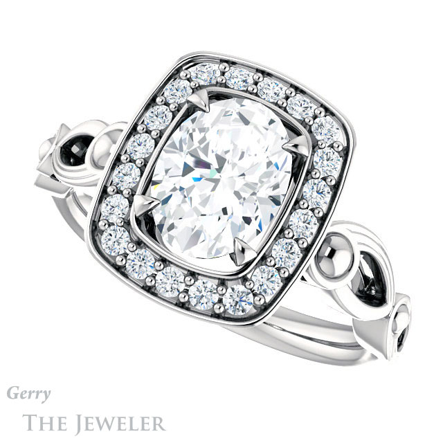 Oval Shaped Forever One Moissanite Engagement Ring #GTJ1000-oval-fo-w 5 Oval Shaped Forever One Moissanite Engagement Ring #GTJ1000-oval-fo-w