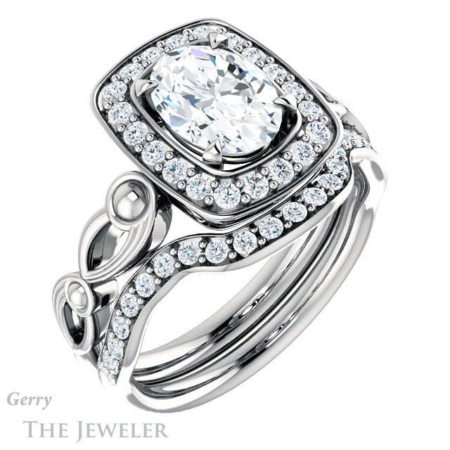 Oval Shaped Forever One Moissanite Engagement Ring #GTJ1000-oval-fo-w 6 Oval Shaped Forever One Moissanite Engagement Ring #GTJ1000-oval-fo-w