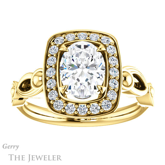 Oval Shaped Forever One Moissanite Engagement Ring #GTJ1000-oval-fo-y