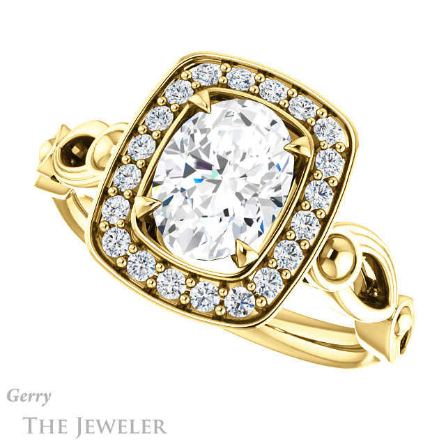 Oval Shaped Forever One Moissanite Engagement Ring #GTJ1000-oval-fo-y