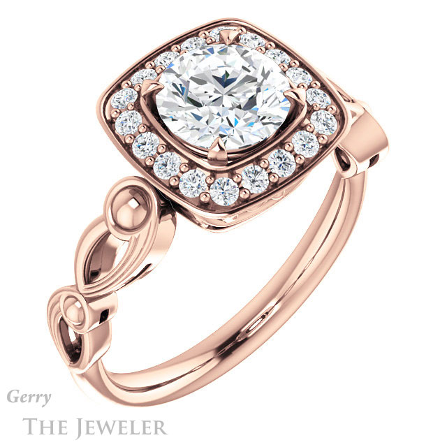 Round Cut Forever One Moissanite Engagement Ring #GTJ1000-round-fo-r