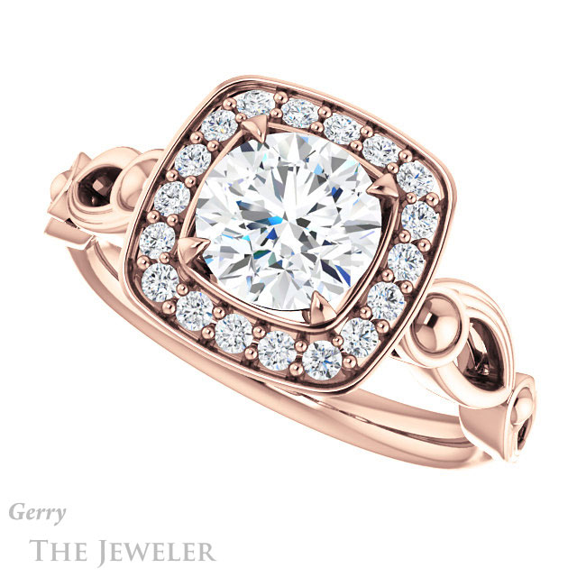Round Cut Forever One Moissanite Engagement Ring #GTJ1000-round-fo-r