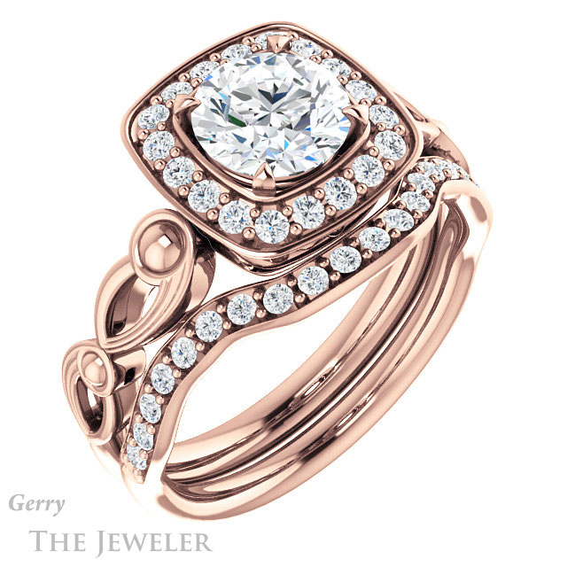 Round Cut Forever One Moissanite Engagement Ring #GTJ1000-round-fo-r