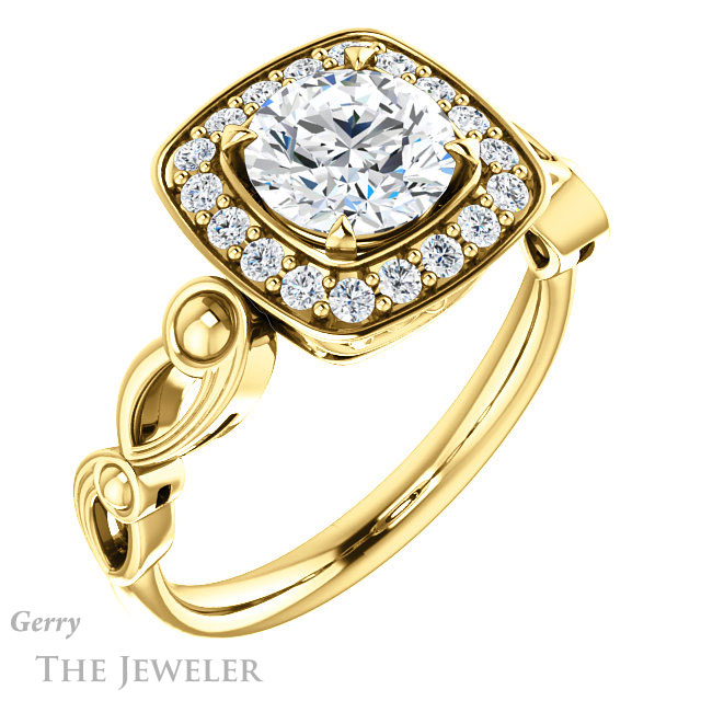 Round Cut Forever One Moissanite Engagement Ring #GTJ1000-round-fo-y 4 Round Cut Forever One Moissanite Engagement Ring #GTJ1000-round-fo-y