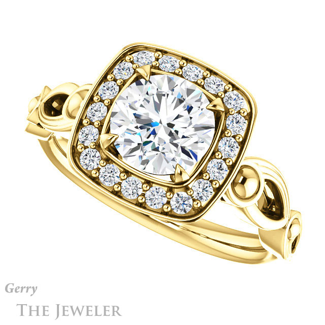Round Cut Forever One Moissanite Engagement Ring #GTJ1000-round-fo-y 5 Round Cut Forever One Moissanite Engagement Ring #GTJ1000-round-fo-y