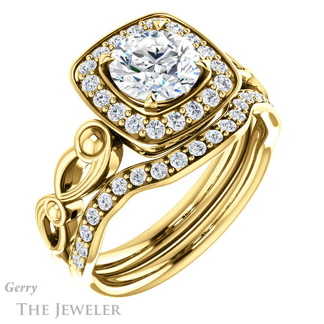 Round Cut Forever One Moissanite Engagement Ring #GTJ1000-round-fo-y 6 Round Cut Forever One Moissanite Engagement Ring #GTJ1000-round-fo-y