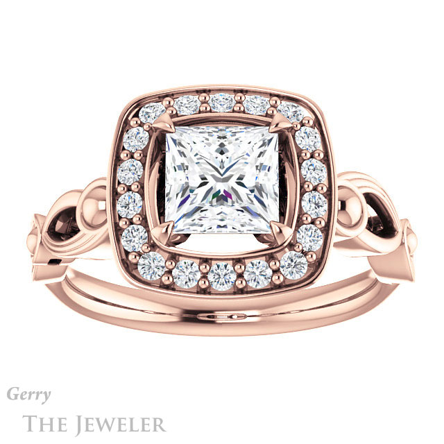 Princess Cut Forever One Moissanite Engagement Ring #GTJ1000-square-fo-r