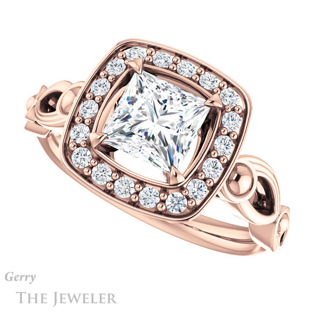 Princess Cut Forever One Moissanite Engagement Ring #GTJ1000-square-fo-r