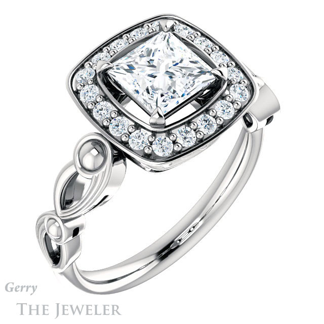 Princess Cut Forever One Moissanite Engagement Ring #GTJ1000-square-fo-w 4 Princess Cut Forever One Moissanite Engagement Ring #GTJ1000-square-fo-w