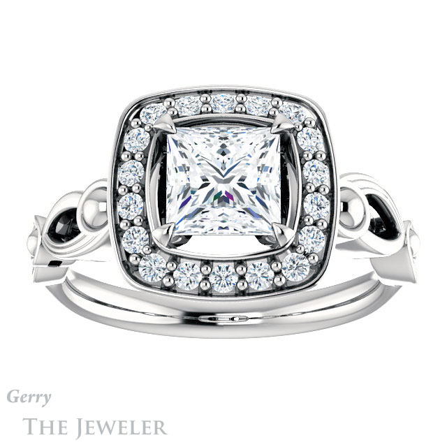 Princess Cut Forever One Moissanite Engagement Ring #GTJ1000-square-fo-w 1 Princess Cut Forever One Moissanite Engagement Ring #GTJ1000-square-fo-w