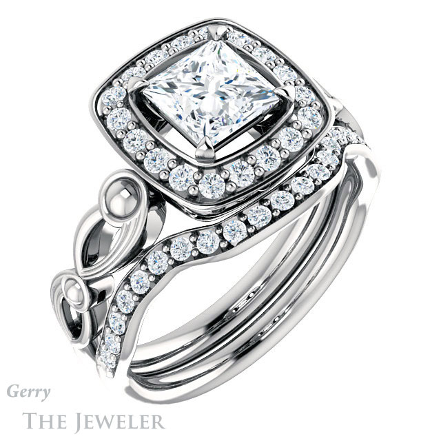 Princess Cut Forever One Moissanite Engagement Ring #GTJ1000-square-fo-w 6 Princess Cut Forever One Moissanite Engagement Ring #GTJ1000-square-fo-w