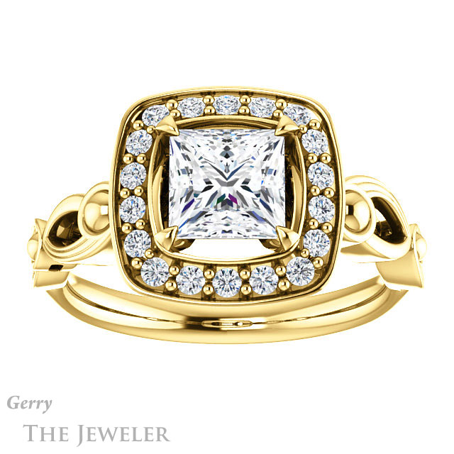 Princess Cut Forever One Moissanite Engagement Ring #GTJ1000-square-fo-y 1 Princess Cut Forever One Moissanite Engagement Ring #GTJ1000-square-fo-y