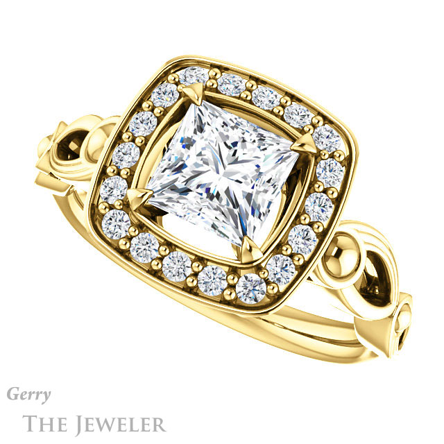Princess Cut Forever One Moissanite Engagement Ring #GTJ1000-square-fo-y 5 Princess Cut Forever One Moissanite Engagement Ring #GTJ1000-square-fo-y