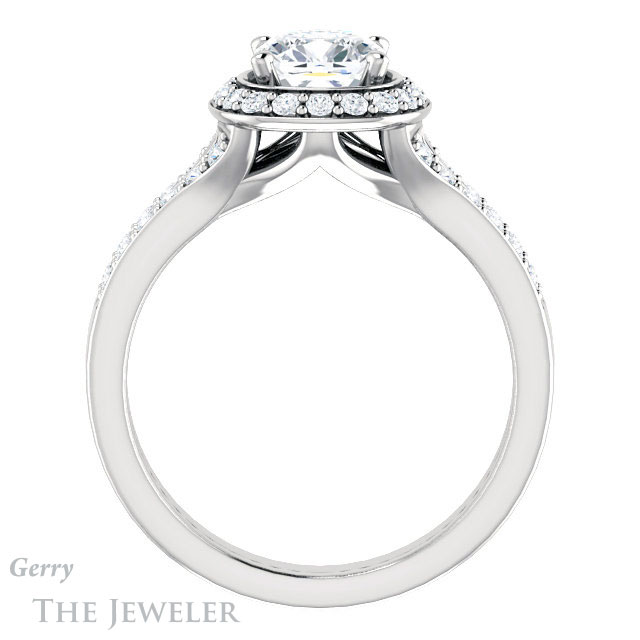 Cushion Cut Forever One Moissanite Engagement Ring #GTJ1001-cushion-fo-w | Gerry The Jeweler Cushion Cut Forever One Moissanite Engagement Ring #GTJ1001-cushion-fo-w