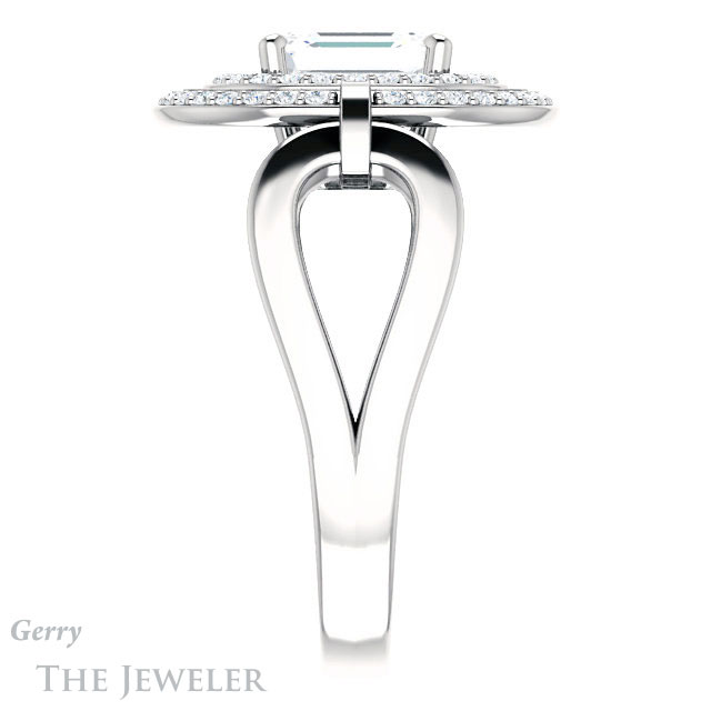 Emerald Cut Forever One Moissanite Engagement Ring #GTJ1002-emerald-fb-w | Gerry The Jeweler Emerald Cut Forever Brilliant Moissanite Engagement Ring #GTJ1002-emerald-fb-w
