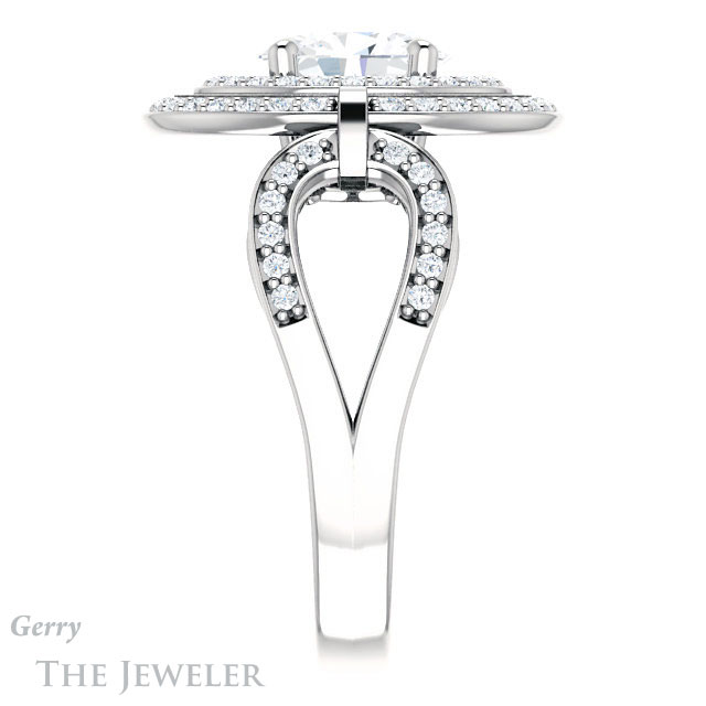 Oval Shaped Forever One Moissanite Engagement Ring #GTJ1003-oval-fo-w | Gerry The Jeweler Oval Shaped Forever One Moissanite Engagement Ring #GTJ1003-oval-fo-w