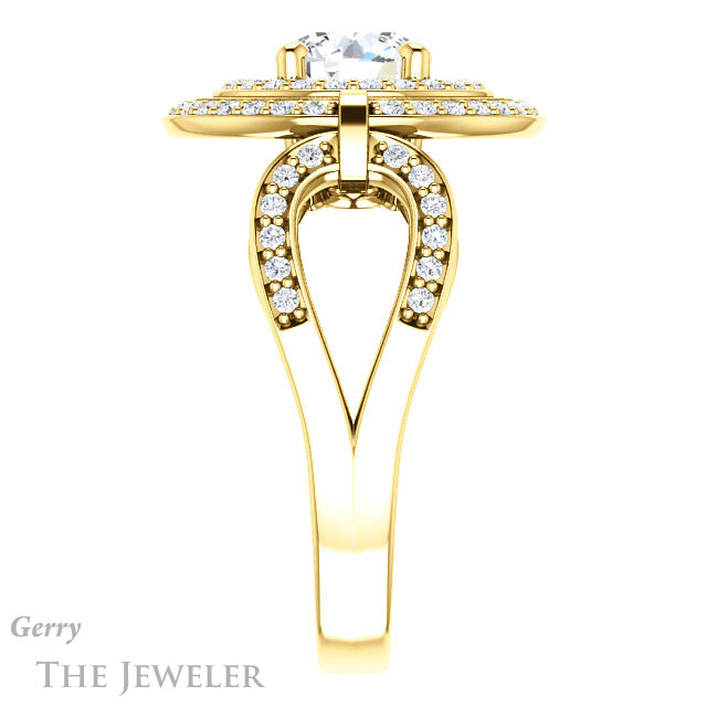 Round Cut Forever One Moissanite Engagement Ring #GTJ1003-round-fo-y | Gerry The Jeweler Round Cut Forever One Moissanite Engagement Ring #GTJ1003-round-fo-y