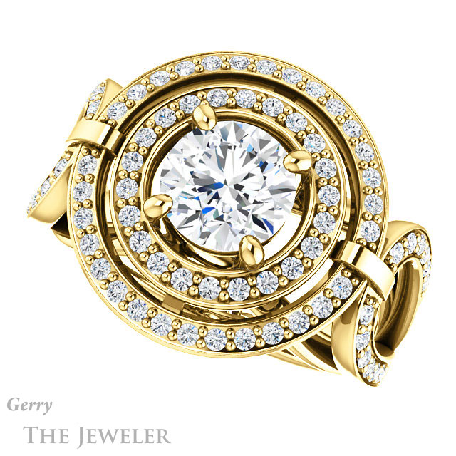 Round Cut Forever One Moissanite Engagement Ring #GTJ1003-round-fo-y | Gerry The Jeweler Round Cut Forever One Moissanite Engagement Ring #GTJ1003-round-fo-y