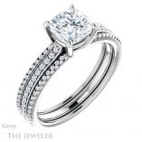 Cushion Cut Forever One Moissanite Engagement Ring #GTJ1004-cushion-fo-w 4 Cushion Cut Forever One Moissanite Engagement Ring #GTJ1004-cushion-fo-w