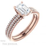 Emerald Cut Forever One Moissanite Engagement Ring #GTJ1004-emerald-fb-r 4 Emerald Cut Forever Brilliant Moissanite Engagement Ring #GTJ1004-emerald-fb-r