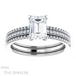 Emerald Cut Forever One Moissanite Engagement Ring #GTJ1004-emerald-fb-w 1 Emerald Cut Forever Brilliant Moissanite Engagement Ring #GTJ1004-emerald-fb-w
