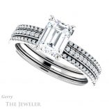 Emerald Cut Forever One Moissanite Engagement Ring #GTJ1004-emerald-fb-w 5 Emerald Cut Forever Brilliant Moissanite Engagement Ring #GTJ1004-emerald-fb-w