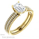 Emerald Cut Forever One Moissanite Engagement Ring #GTJ1004-emerald-fb-y 4 Emerald Cut Forever Brilliant Moissanite Engagement Ring #GTJ1004-emerald-fb-y