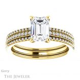 Emerald Cut Forever One Moissanite Engagement Ring #GTJ1004-emerald-fb-y 1 Emerald Cut Forever Brilliant Moissanite Engagement Ring #GTJ1004-emerald-fb-y