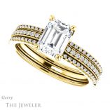 Emerald Cut Forever One Moissanite Engagement Ring #GTJ1004-emerald-fb-y 5 Emerald Cut Forever Brilliant Moissanite Engagement Ring #GTJ1004-emerald-fb-y