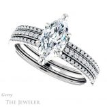 Marquise Cut Forever One Moissanite Engagement Ring #GTJ1004-marquise-fb-w 5 Marquise Cut Forever Brilliant Moissanite Engagement Ring #GTJ1004-marquise-fb-w