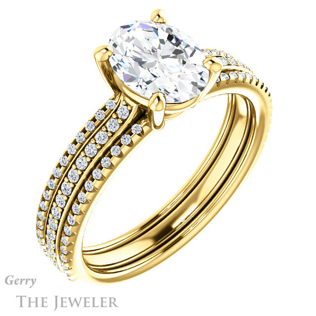 Oval Shaped Forever One Moissanite Engagement Ring #GTJ1004-oval-fo-y